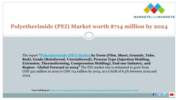 Polyetherimide (PEI) Market worth $714 million by 2024