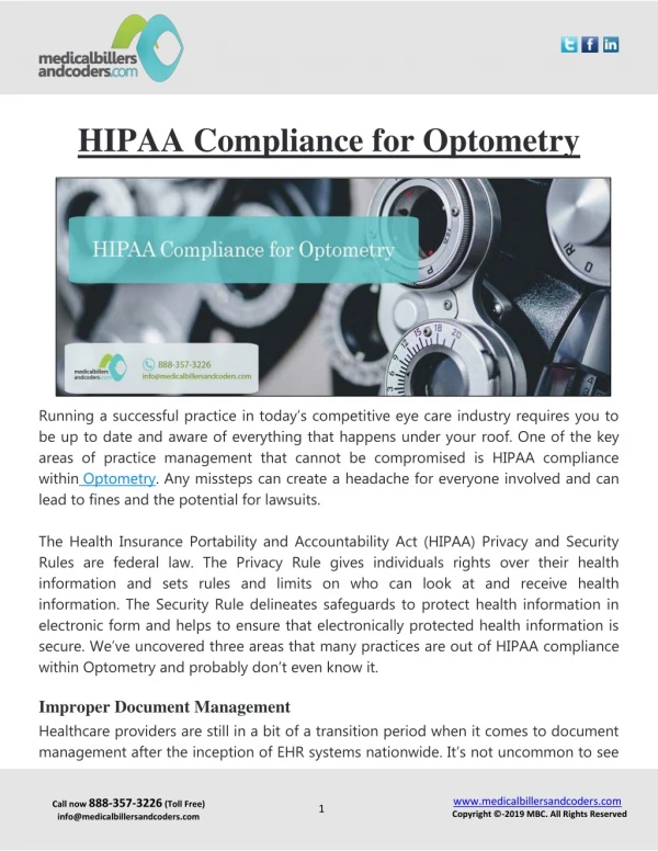 HIPAA Compliance for Optometry