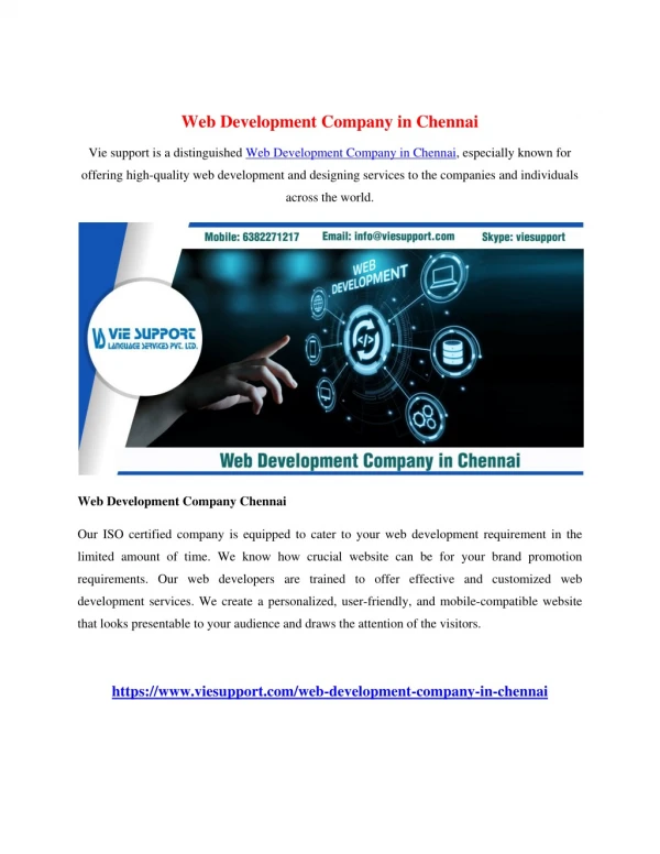 Web Development Company in Chennai