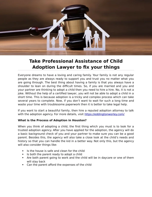 Take Professional Assistance of Child Adoption Lawyer to fix your things