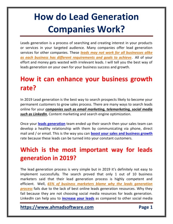 How do lead generation companies work?