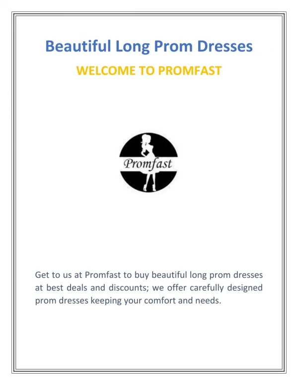Buy Beautiful Long Prom Dresses | promfast