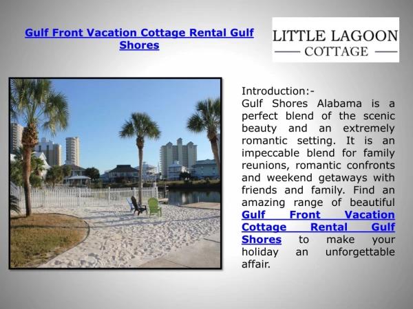 Gulf Front Vacation Cottage Rental Gulf Shores