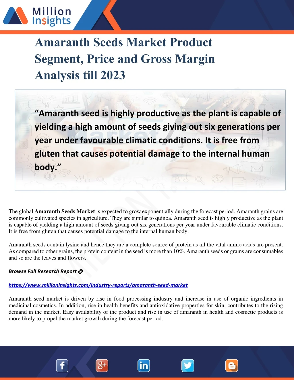 amaranth seeds market product segment price