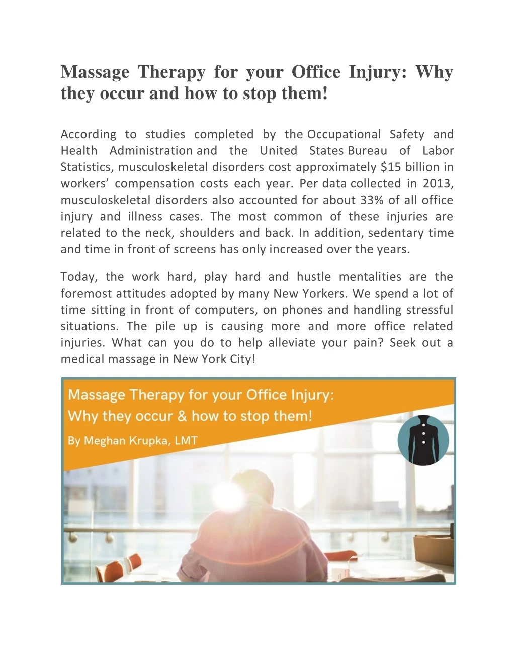 massage therapy for your office injury why they