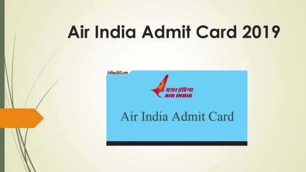 Air India Admit Card 2019 | Download Trainee Controller Exam Call Letter