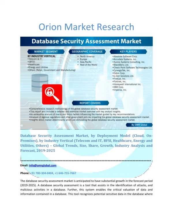Database Security Assessment Market: Industry Growth, Size, Share and Forecast 2019-2025