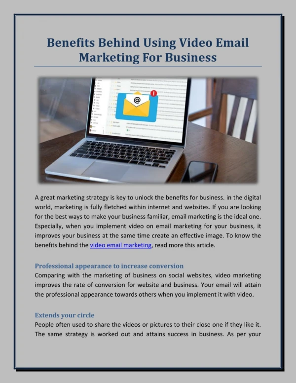Benefits Behind Using Video Email Marketing For Business