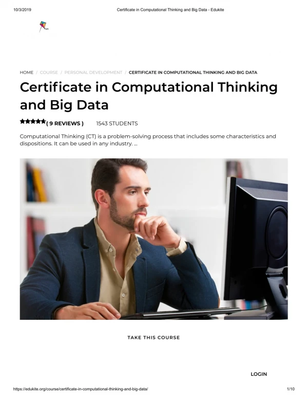 Certificate in Computational Thinking and Big Data - Edukite
