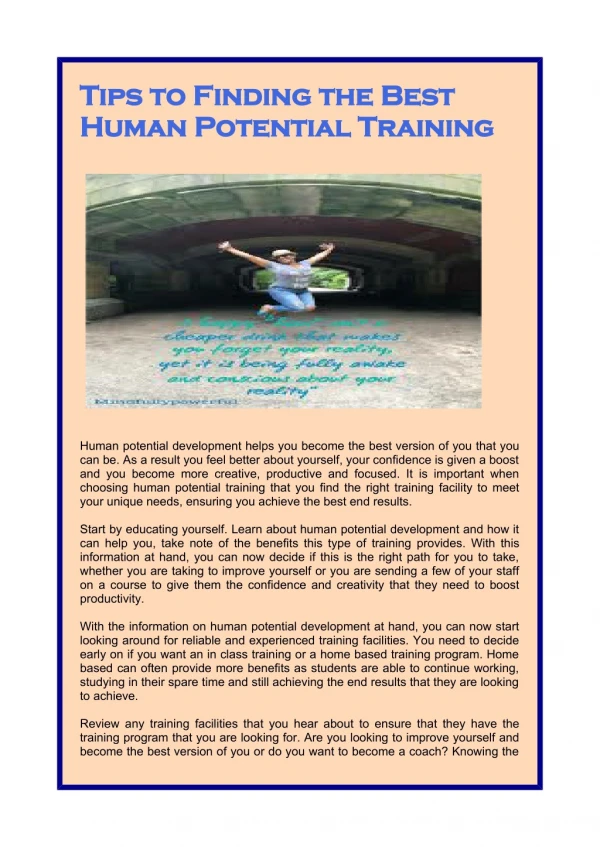 Tips to Finding the Best Human Potential Training