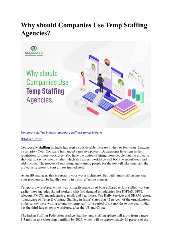 Why should Companies Use Temp Staffing Agencies?