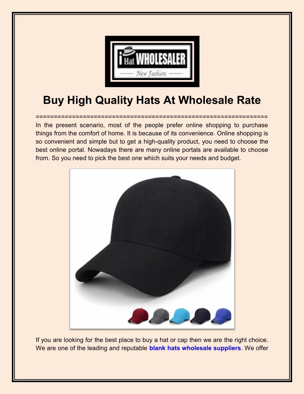 buy high quality hats at wholesale rate