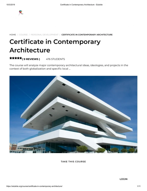 Certificate in Contemporary Architecture - Edukite