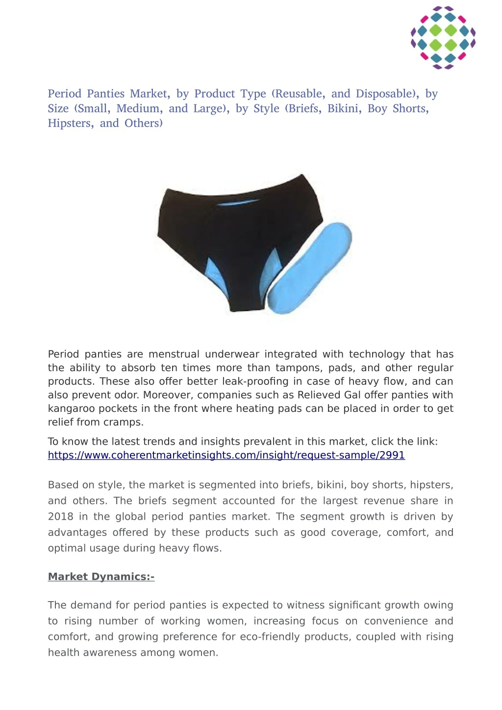 Reusable Period Panties Market Share, Upcoming Trends, Revenue
