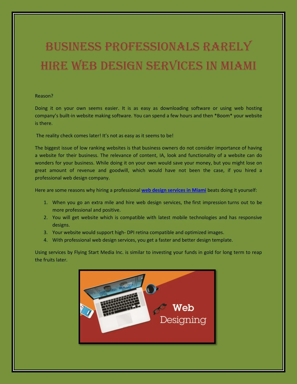 business professionals rarely hire web design