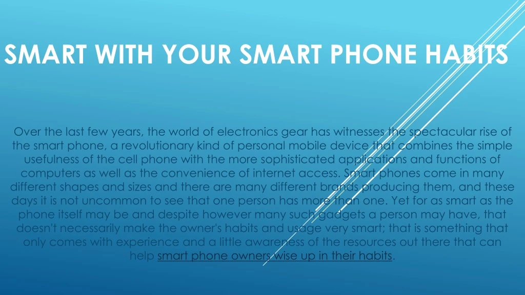 smart with your smart phone habits