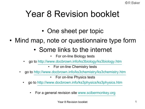 Year 8 Revision booklet