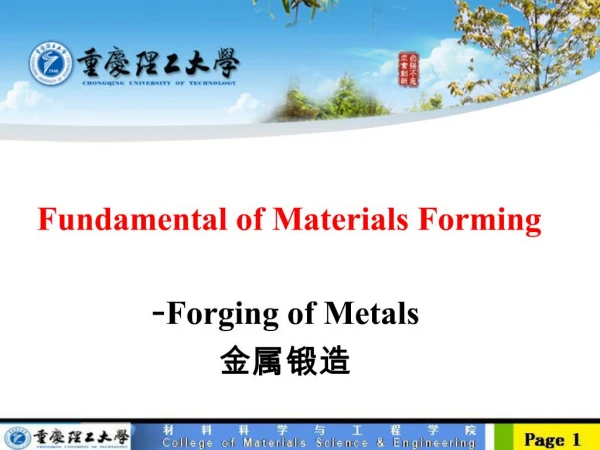 Fundamental of Materials Forming