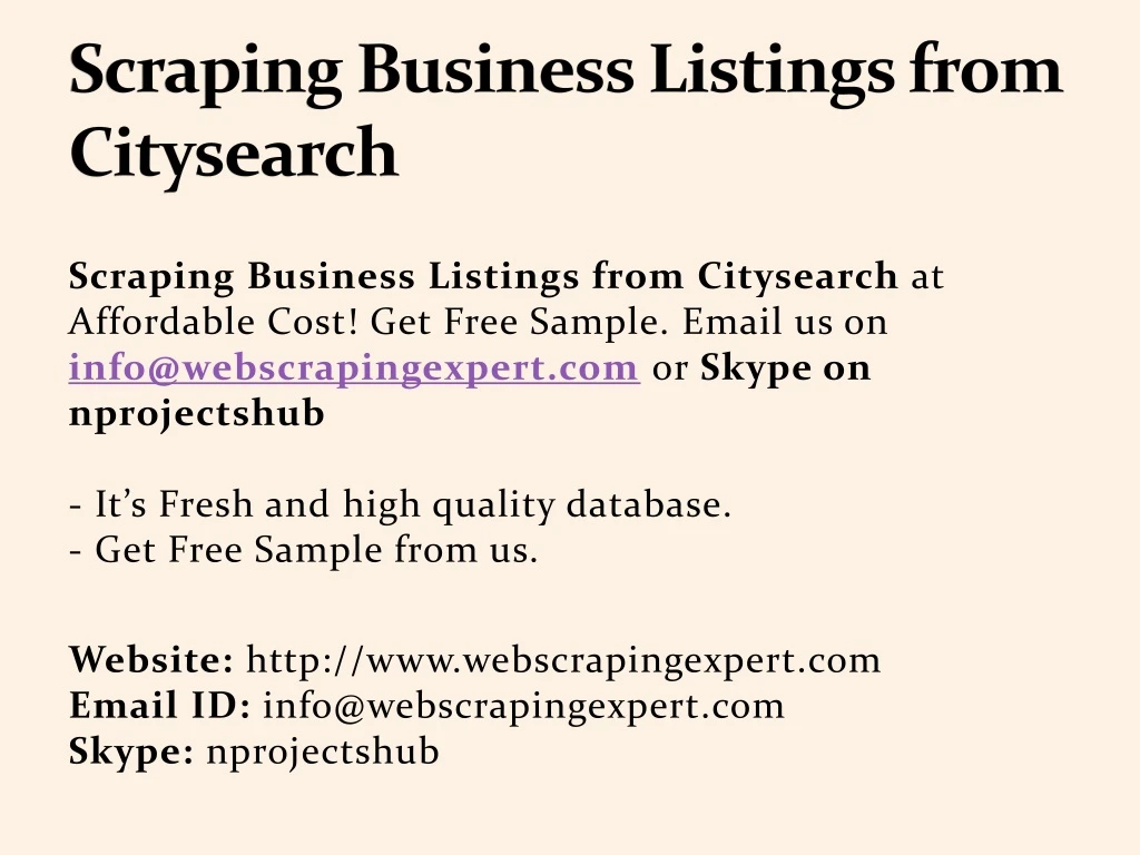 scraping business listings from citysearch