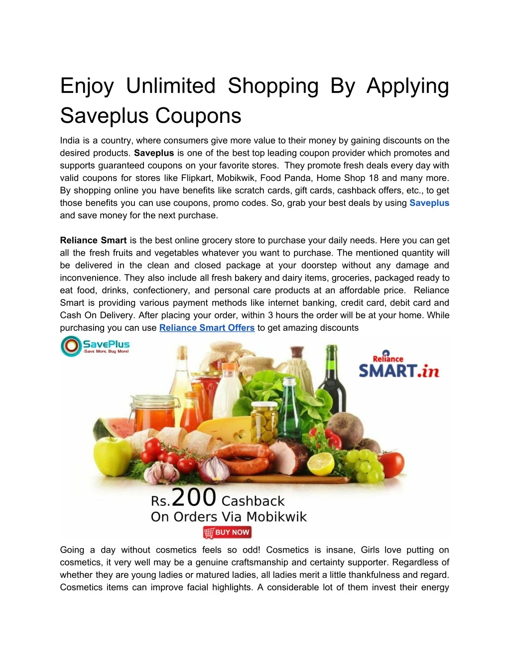 enjoy unlimited shopping by applying saveplus