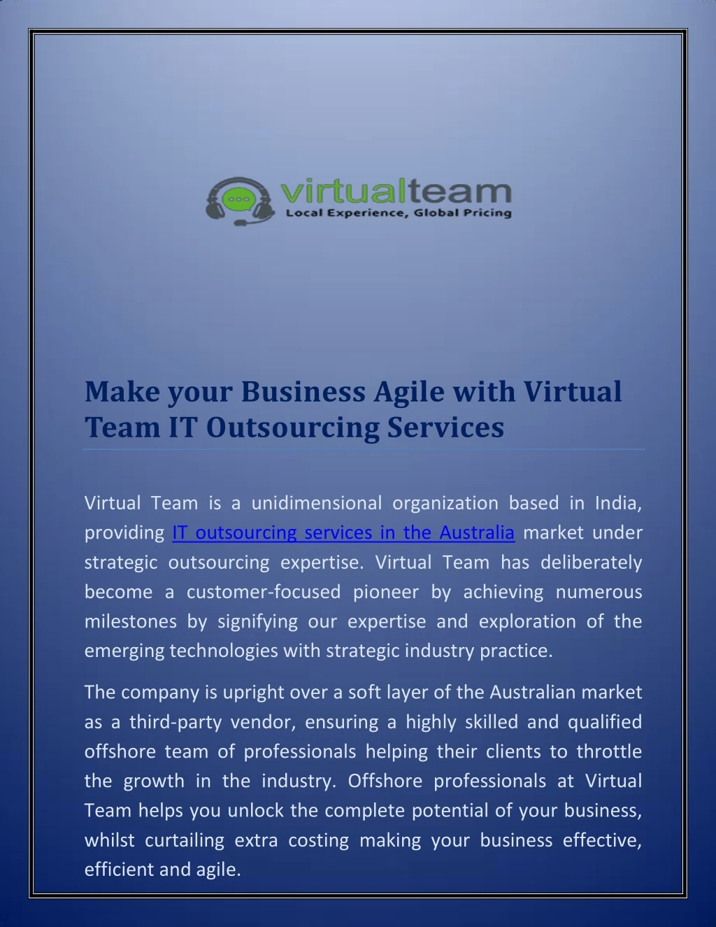 make your business agile with virtual team