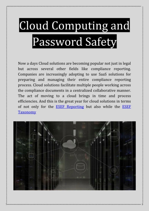 Cloud Computing and Password Safety