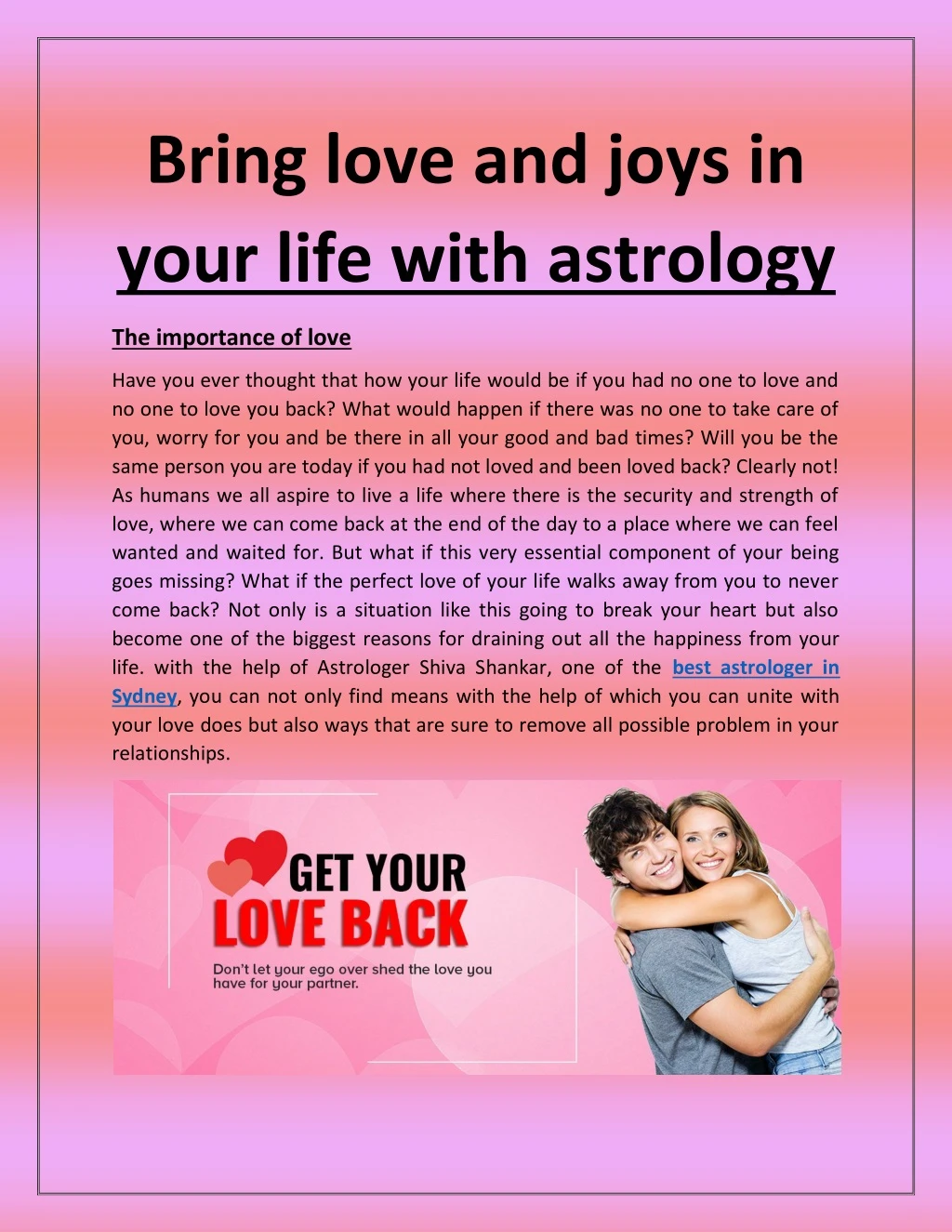 bring love and joys in your life with astrology
