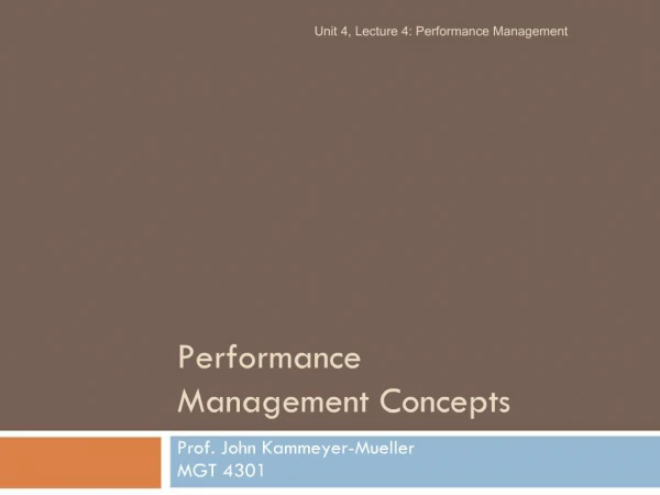 Performance Management Concepts