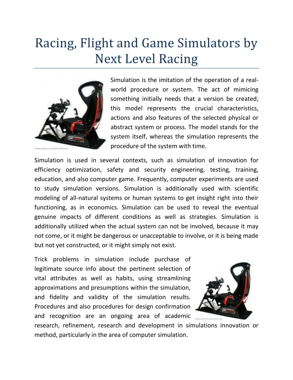 racing flight and game simulators by next level