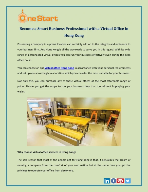Become a Smart Business Professional with a Virtual Office in Hong Kong