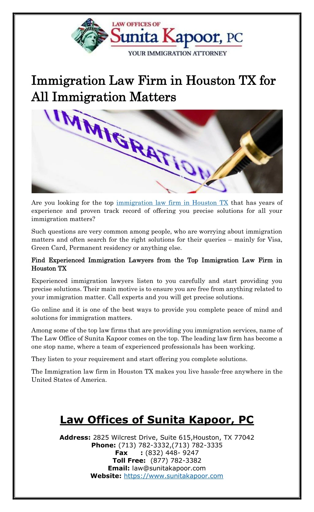 immigration law firm in houston