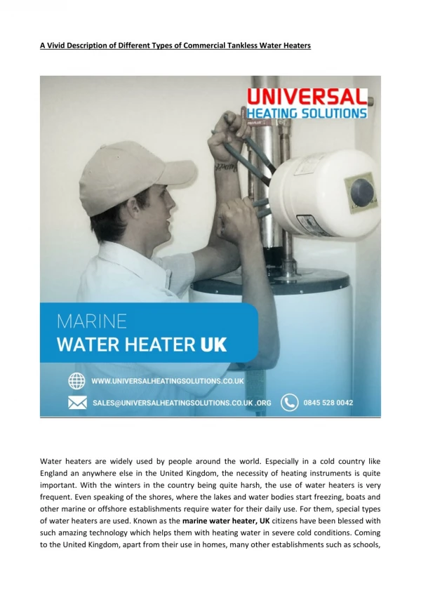 A Vivid Description of Different Types of Commercial Tankless Water Heaters