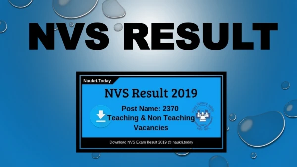 NVS Result 2019 Download Teaching & Non Teaching Cut off Marks, Merit