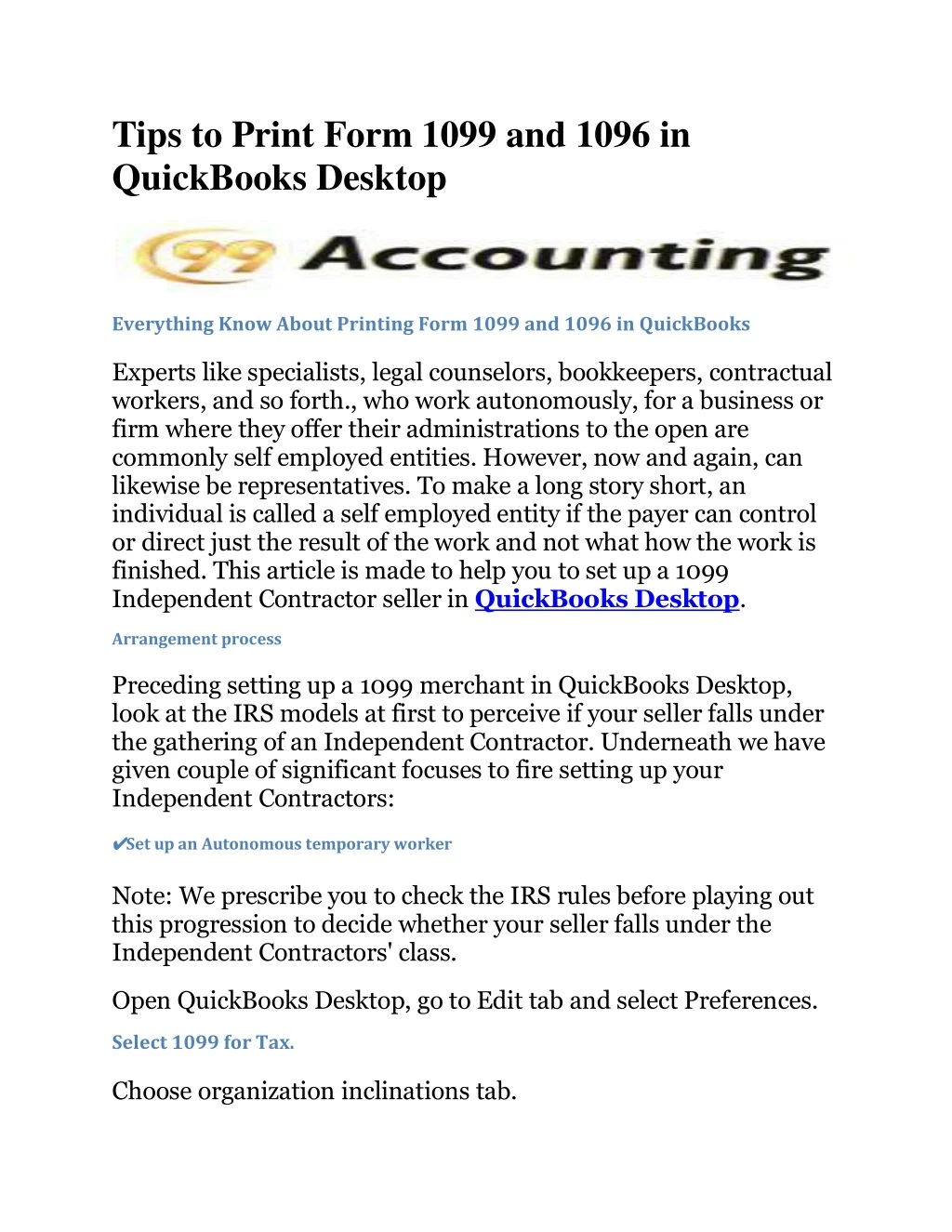tips to print form 1099 and 1096 in quickbooks