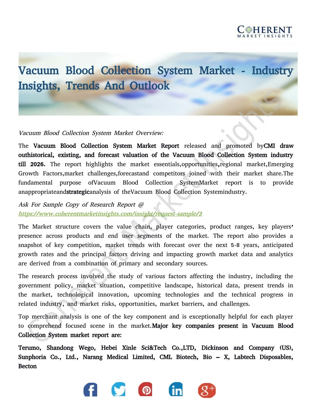 vacuum blood collection system market industry