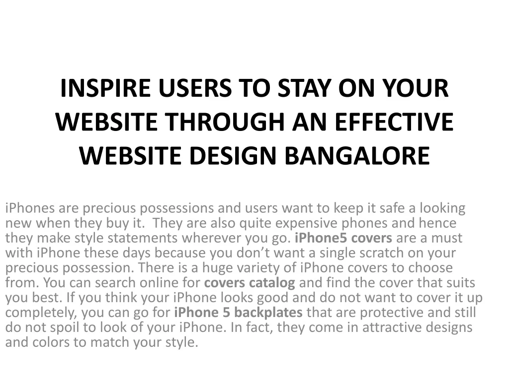 inspire users to stay on your website through an effective website design bangalore