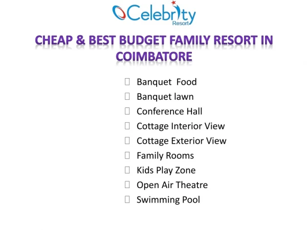 Cheap & Best Budget family resort in coimbatore