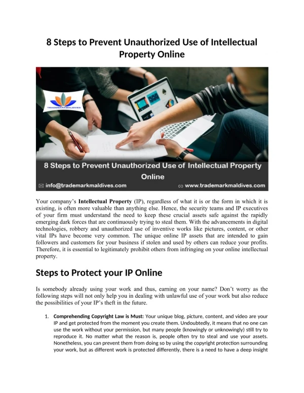 8 Steps to Prevent Unauthorized Use of Intellectual Property Online