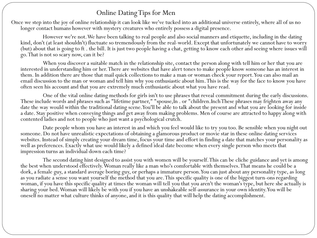 online dating tips for men once we step into