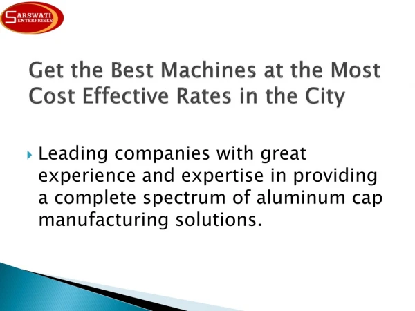 Get the Best Machines at the Most Cost Effective Rates in the City