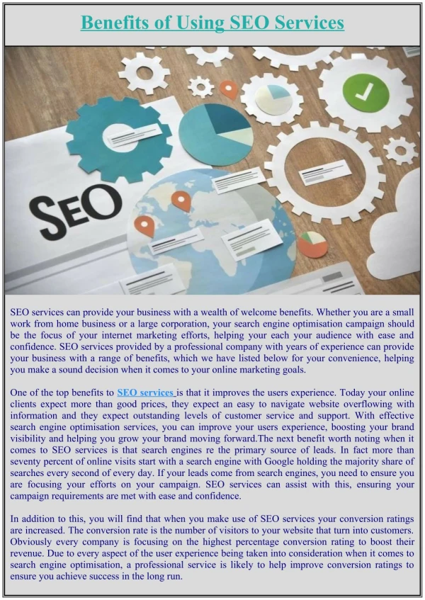 Benefits of Using SEO Services