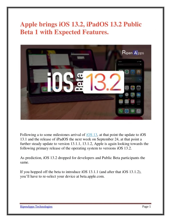 Apple brings iOS 13.2, iPadOS 13.2 Public Beta 1 with Expected Features.