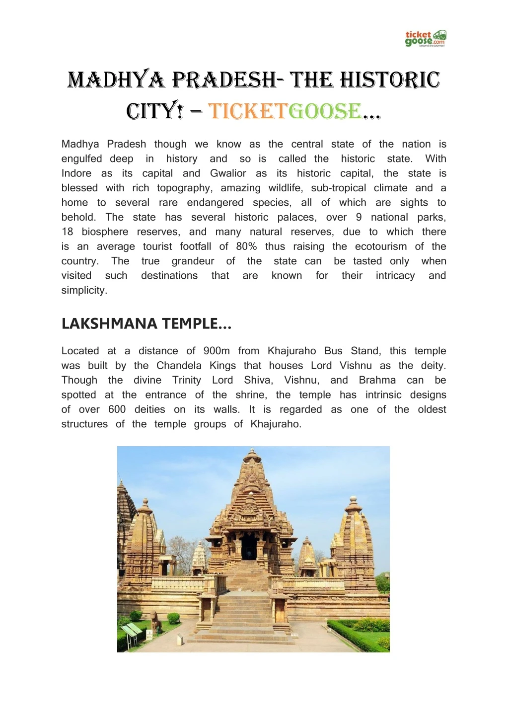 madhya pradesh the historic city ticketgoose