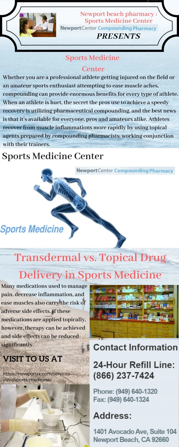 Newport Beach pharmacy: Sports Medicine Center
