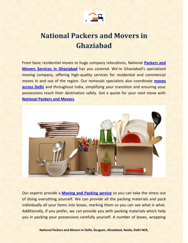 National packers and movers in ghaziabad