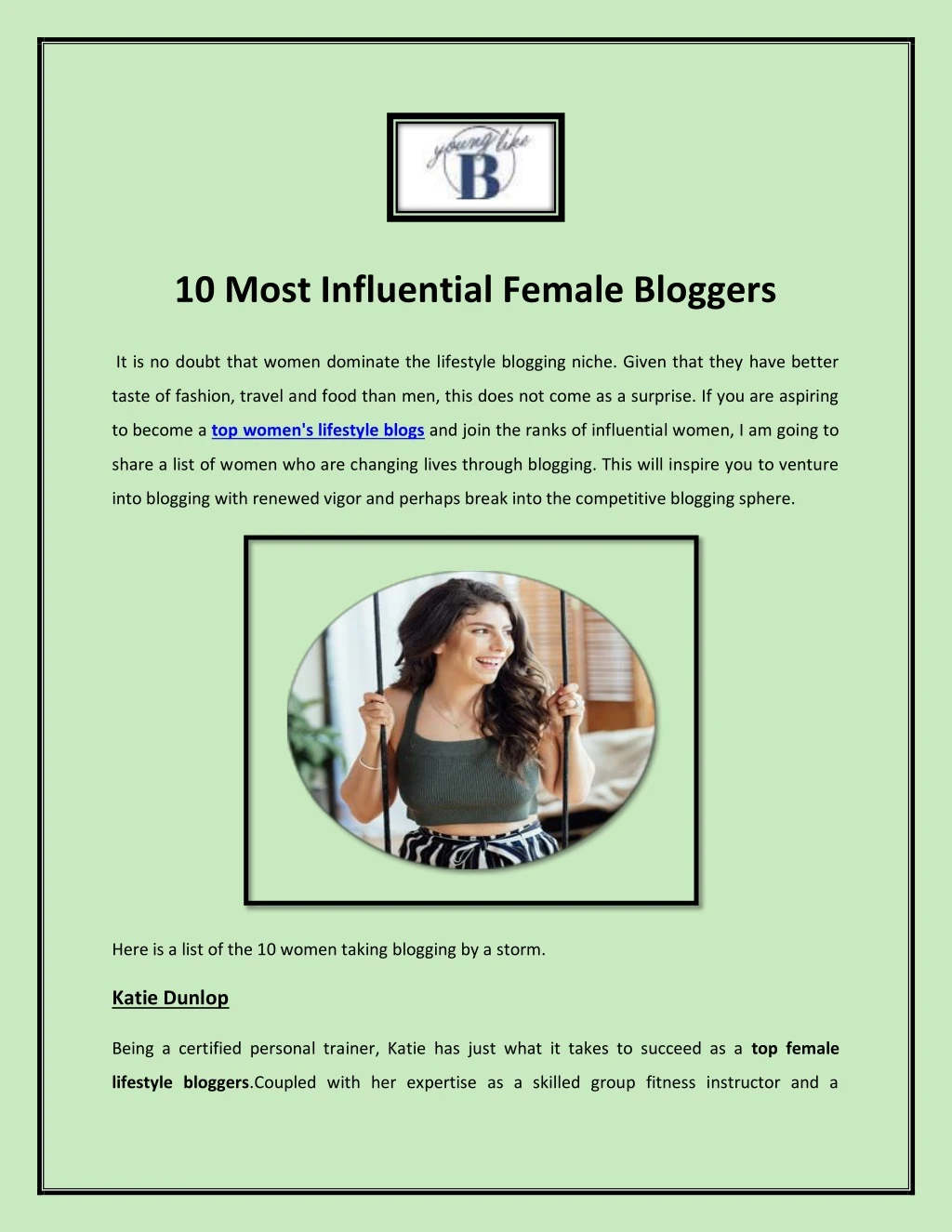10 most influential female bloggers