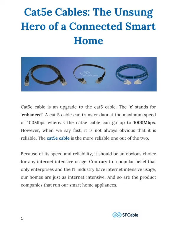 Cat5e Cables: The Unsung Hero of a Connected Smart Home