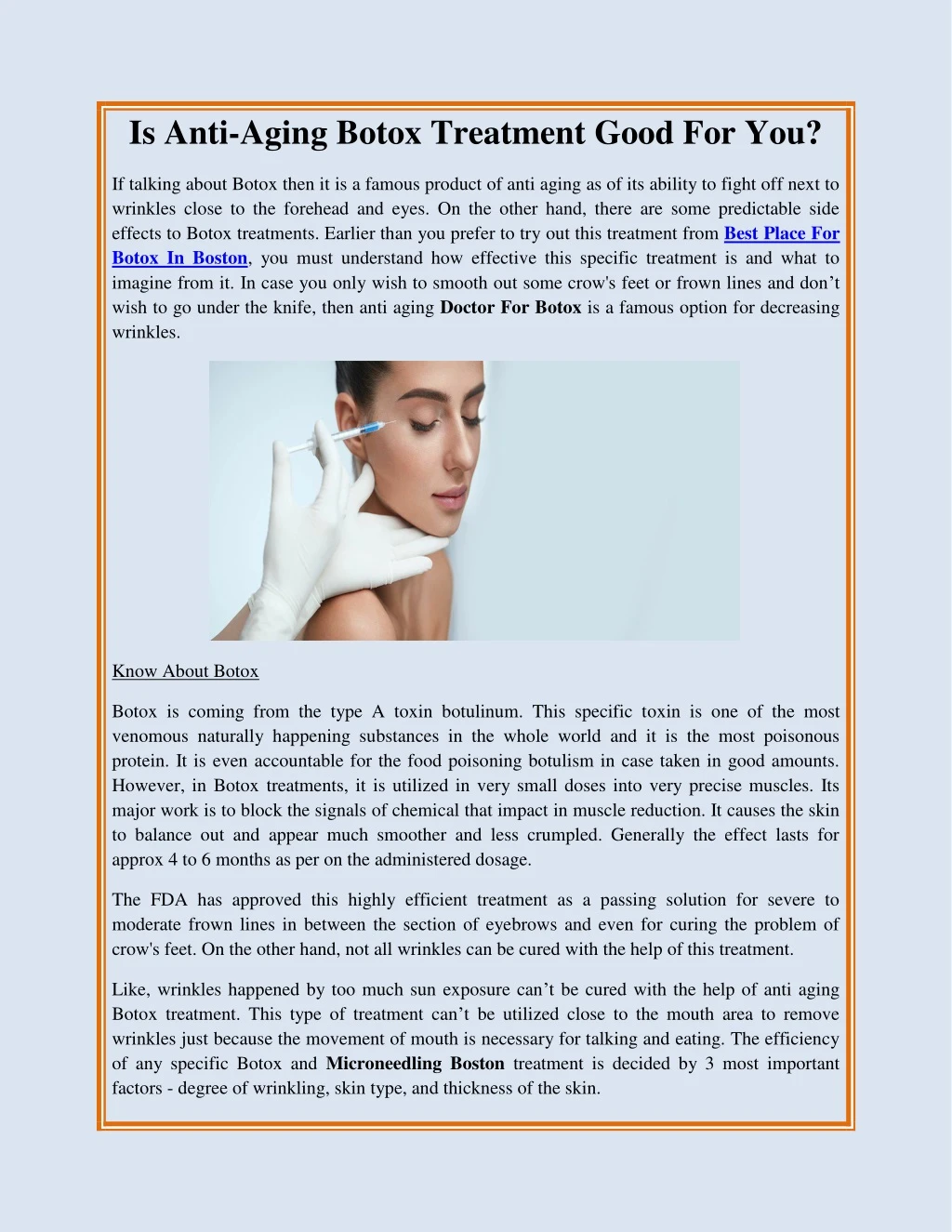 is anti aging botox treatment good for you