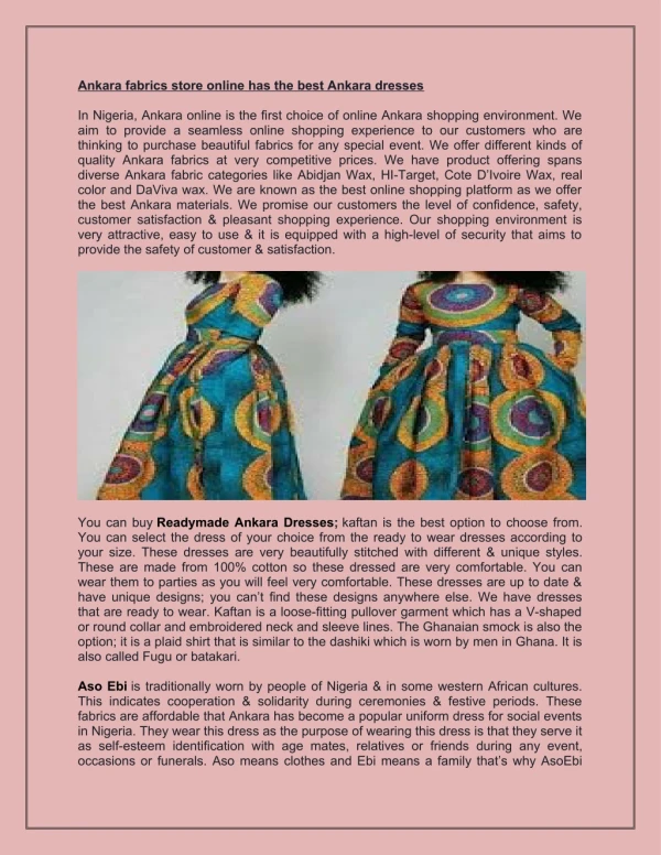Buy Ankara traditional dresses - Aso Ebi