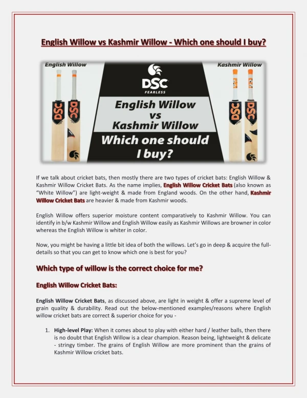 English Willow vs Kashmir Willow — Which one should I buy?